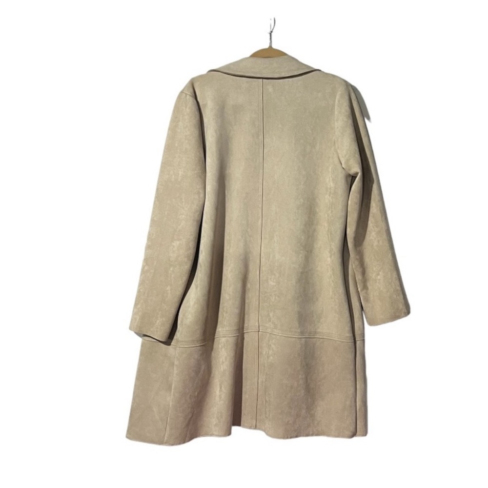 Philosophy Faux Suede Coat Long Sleeve Notch Collar Size Large Tan